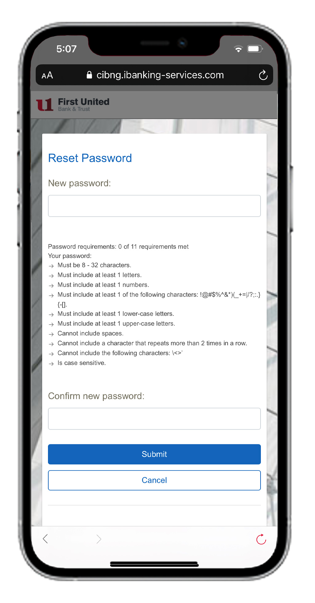 Mobile Password Reset Create New Password