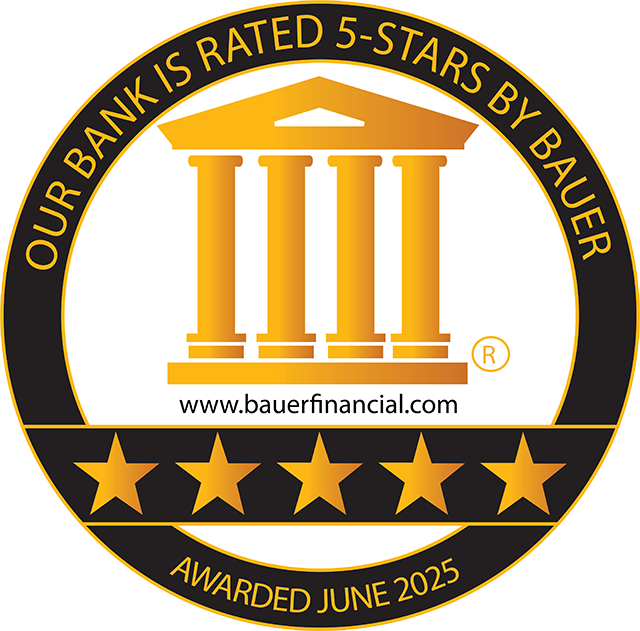 Our bank is rated 5 stars by Bauer