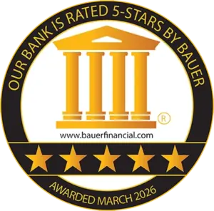 Our bank is rated 5 stars by Bauer