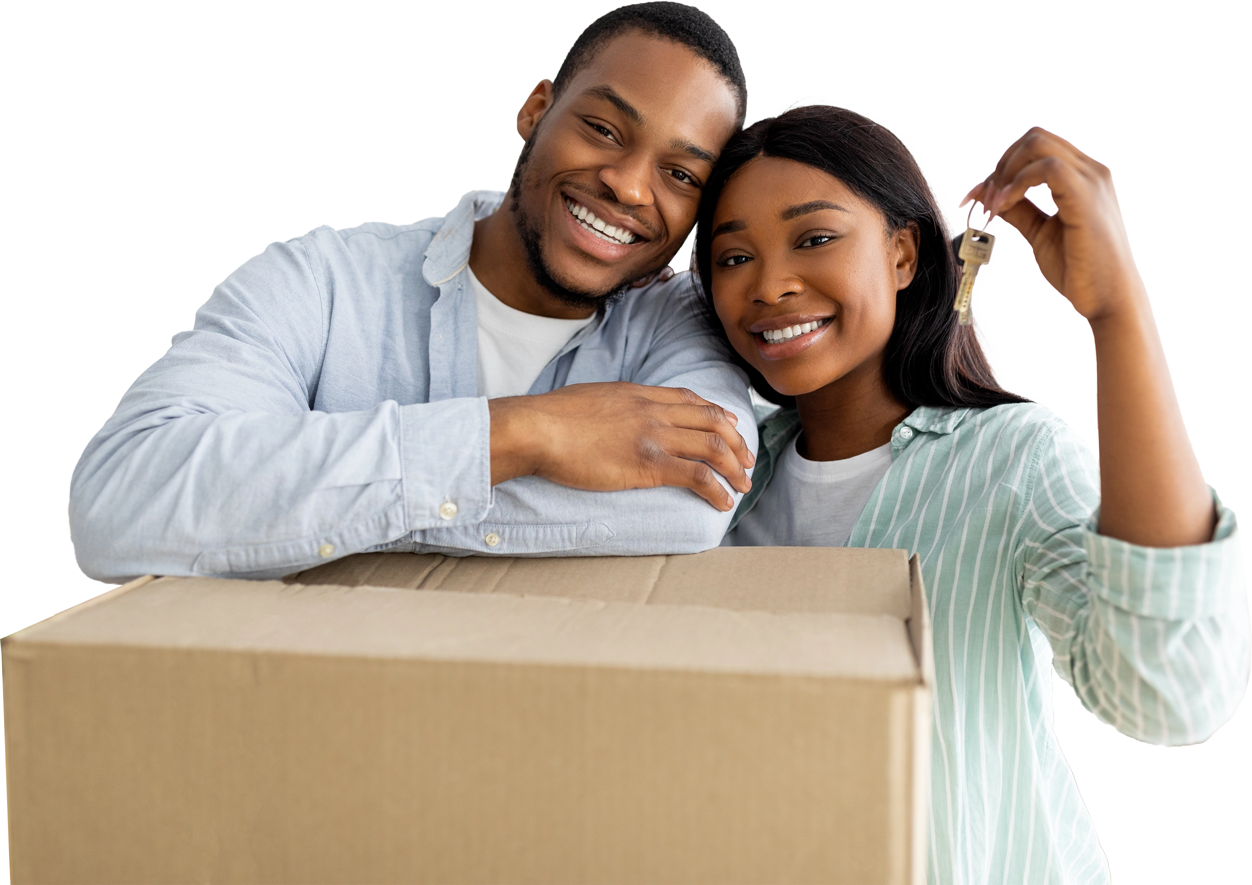 Couple with keys Couple with keys to new home.