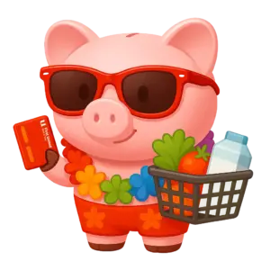 Piggy bank with debit card