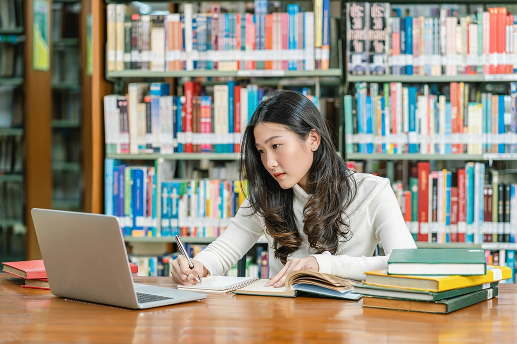 College student doing homework